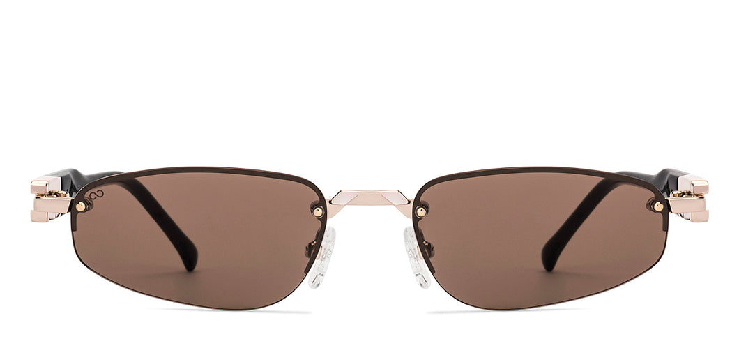 Gold Geometric Rimless Unisex Sunglasses by Lenskart-222751