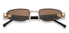 Load image into Gallery viewer, Gold Geometric Rimless Unisex Sunglasses by Lenskart-222751