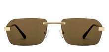 Load image into Gallery viewer, Gold Rectangle Rimless Unisex Sunglasses by Lenskart-222749