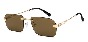 Gold Rectangle Rimless Unisex Sunglasses by Lenskart-222749