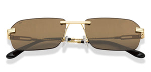 Gold Rectangle Rimless Unisex Sunglasses by Lenskart-222749