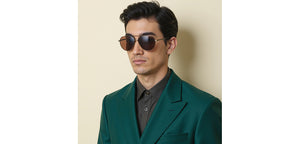 Gold Aviator Full Rim Unisex Sunglasses by John Jacobs-225735