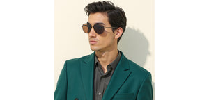 Gold Aviator Full Rim Unisex Sunglasses by John Jacobs-225735