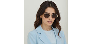 Gold Oval Full Rim Unisex Sunglasses by Lenskart-232013