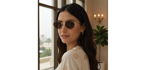 Gold Oval Full Rim Unisex Sunglasses by Lenskart-232013