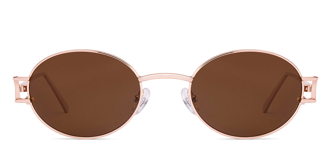 Gold Oval Full Rim Unisex Sunglasses by Lenskart-232013