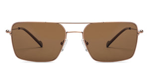 Gold Rectangle/ Square Full Rim Unisex Sunglasses by Vincent Chase Polarized-207746