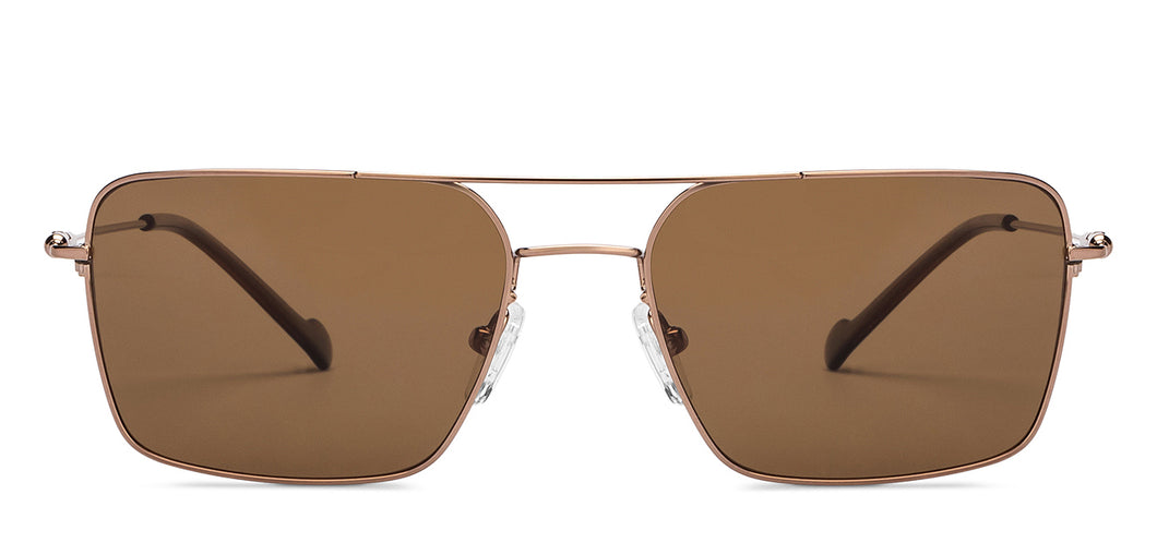 Gold Rectangle/ Square Full Rim Unisex Sunglasses by Vincent Chase Polarized-207746