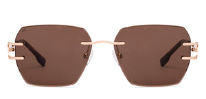 Gold Geometric Rimless Unisex Sunglasses by Lenskart-228463