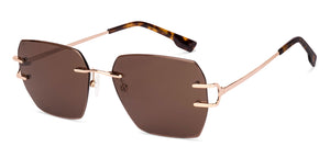 Gold Geometric Rimless Unisex Sunglasses by Lenskart-228463