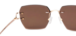 Gold Geometric Rimless Unisex Sunglasses by Lenskart-228463