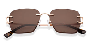 Gold Geometric Rimless Unisex Sunglasses by Lenskart-228463