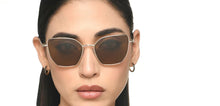 Load image into Gallery viewer, Gold Cat Eye Full Rim Women Sunglasses by Vincent Chase Polarized-213229