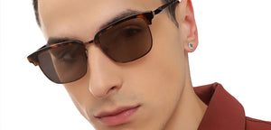 Tortoise Clubmaster Full Rim Unisex Sunglasses by John Jacobs-213145