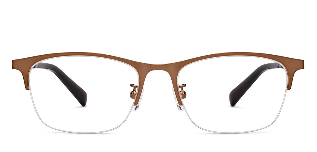 Copper Rectangle Half Rim Unisex Eyeglasses by Lenskart Air-205291