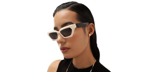 Creamy White Rectangle Full Rim Unisex Sunglasses by John Jacobs-213041
