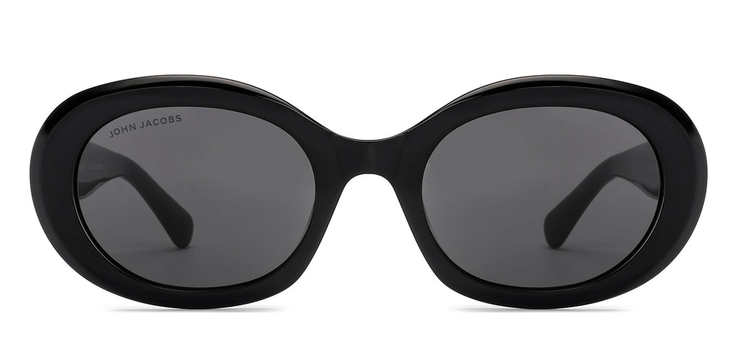 Black Oval Full Rim Women Sunglasses by John Jacobs-229255