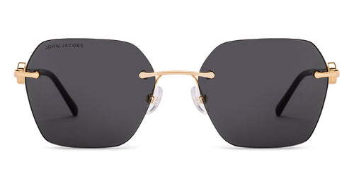 Gold Geometric Rimless Women Sunglasses by John Jacobs-229248