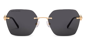 Gold Geometric Rimless Women Sunglasses by John Jacobs-229248