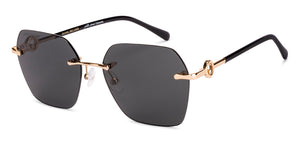 Gold Geometric Rimless Women Sunglasses by John Jacobs-229248