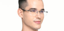 Load image into Gallery viewer, Dark Gunmetal Rectangle Rimless Unisex Eyeglasses by Vincent Chase-222722