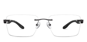Dark Gunmetal Rectangle Rimless Unisex Eyeglasses by Vincent Chase-222722