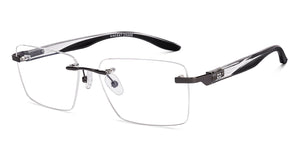 Dark Gunmetal Rectangle Rimless Unisex Eyeglasses by Vincent Chase-222722