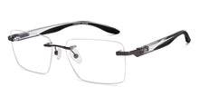 Load image into Gallery viewer, Dark Gunmetal Rectangle Rimless Unisex Eyeglasses by Vincent Chase-222722
