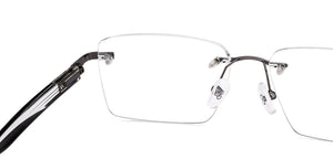 Dark Gunmetal Rectangle Rimless Unisex Eyeglasses by Vincent Chase-222722