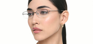 Gunmetal Rectangle Half Rim Unisex Eyeglasses by Vincent Chase-219724