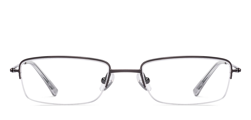 Gunmetal Rectangle Half Rim Unisex Eyeglasses by Vincent Chase-219724