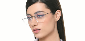 Gunmetal Geometric Rimless Unisex Eyeglasses by Vincent Chase Online-220973