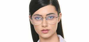 Gunmetal Geometric Rimless Unisex Eyeglasses by Vincent Chase Online-220973