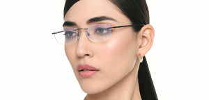 Dark Gunmetal Rectangle Rimless Unisex Eyeglasses by Vincent Chase-222723
