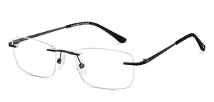 Dark Gunmetal Rectangle Rimless Unisex Eyeglasses by Vincent Chase-222723