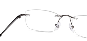 Dark Gunmetal Rectangle Rimless Unisex Eyeglasses by Vincent Chase-222723