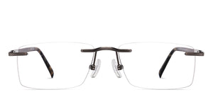 Dark Gunmetal Rectangle Rimless Unisex Eyeglasses by Vincent Chase-231504
