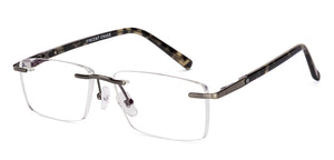 Dark Gunmetal Rectangle Rimless Unisex Eyeglasses by Vincent Chase-231504