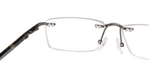 Dark Gunmetal Rectangle Rimless Unisex Eyeglasses by Vincent Chase-231504