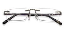 Load image into Gallery viewer, Dark Gunmetal Rectangle Rimless Unisex Eyeglasses by Vincent Chase-231504