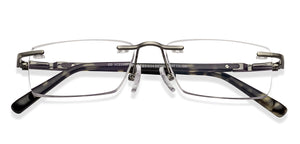 Dark Gunmetal Rectangle Rimless Unisex Eyeglasses by Vincent Chase-231504
