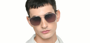 Gold Geometric Full Rim Unisex Sunglasses by Vincent Chase Polarized-221005