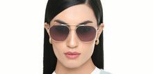 Load image into Gallery viewer, Gold Geometric Full Rim Unisex Sunglasses by Vincent Chase Polarized-221005