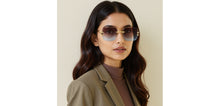 Load image into Gallery viewer, Gold Rectangle/ Square Rimless Unisex Sunglasses by Vincent Chase-229190