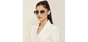 Gold Rectangle/ Square Rimless Unisex Sunglasses by Vincent Chase-229190