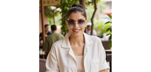 Gold Rectangle/ Square Rimless Unisex Sunglasses by Vincent Chase-229190