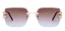 Load image into Gallery viewer, Gold Rectangle/ Square Rimless Unisex Sunglasses by Vincent Chase-229190