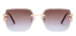 Gold Rectangle/ Square Rimless Unisex Sunglasses by Vincent Chase-229190
