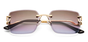 Gold Rectangle/ Square Rimless Unisex Sunglasses by Vincent Chase-229190