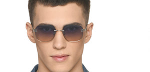 Silver Rectangle/ Square Rimless Unisex Sunglasses by Vincent Chase-216043